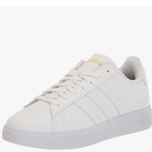 Adidas White and Gold Tennis Sneakers Grand Court